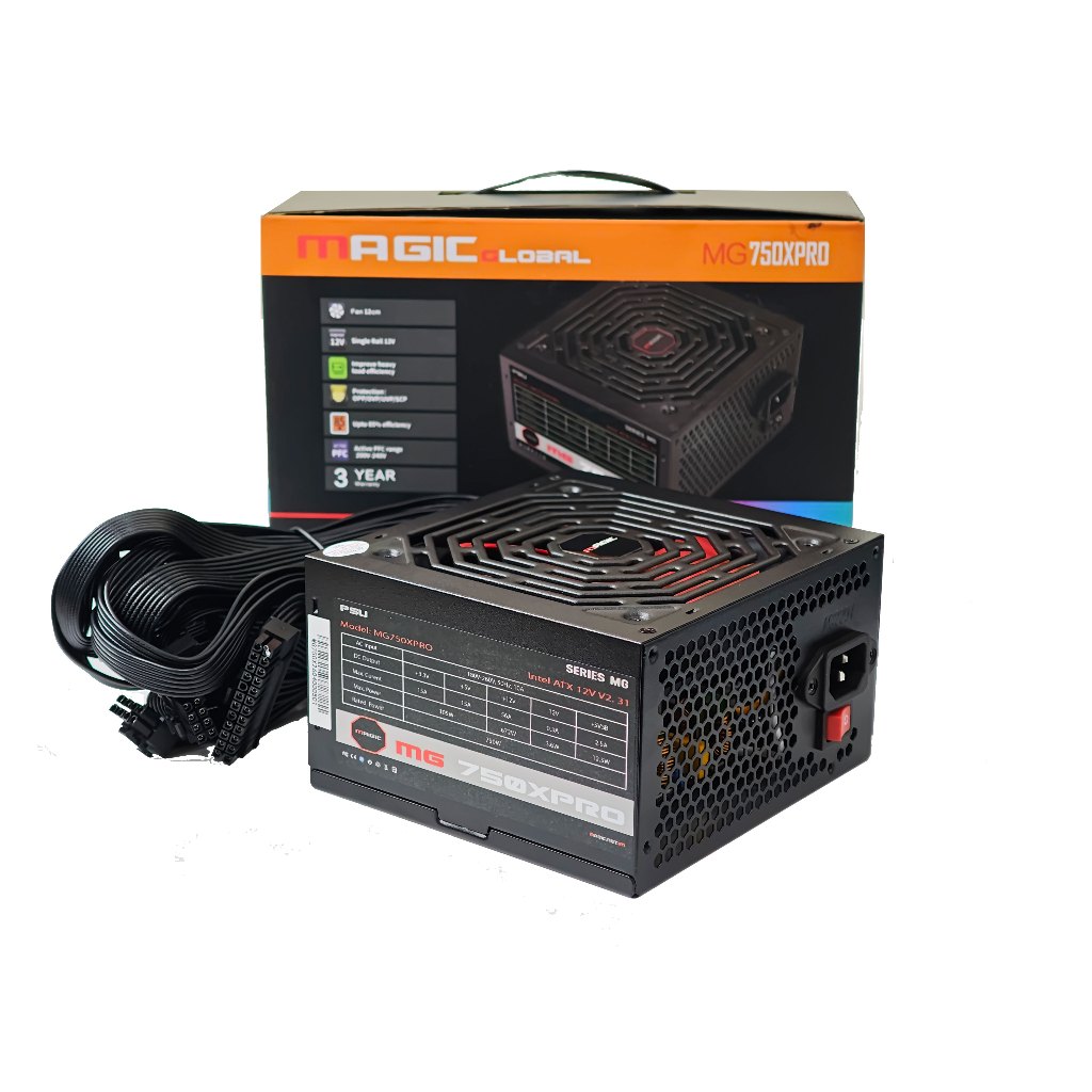 SOURCE MAGIC MG-750X PRO CST 750W (DUAL XEON) APFC, 85+ EFICIENCY (หมวกแบนสีดํา)