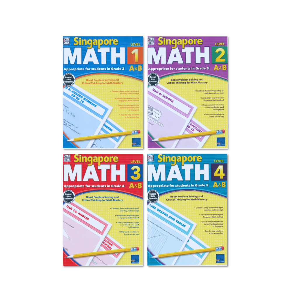 หนังสือ Sing Math - Singapore Math Level 1,2,3,4 - พร้อมคําตอบ พิมพ์เลเซอร์