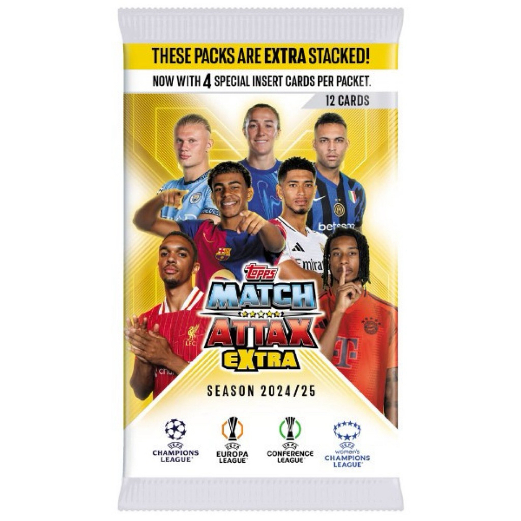 [ แพ็คขายปลีก 4 เม็ด ] 1x Match Attax Champions League EXTRA 2024/25 24/25 (แพ็ค 12 ใบ) (4 เม็ด/ 4 ใ