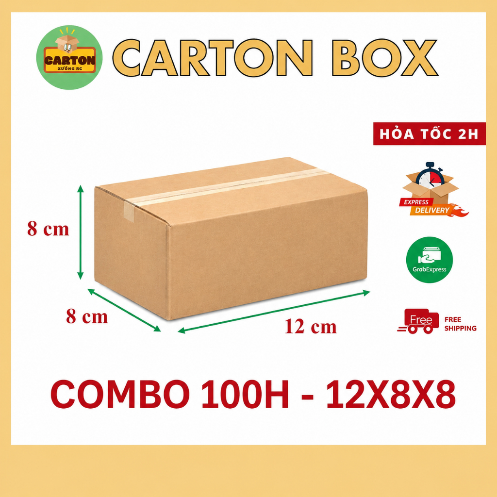 [ขายส่ง/ขายปลีก] (12x8x8) COMBO 100 กล่องราคาถูก กล่องบรรจุจาก 599 VND/h เท่านั้น