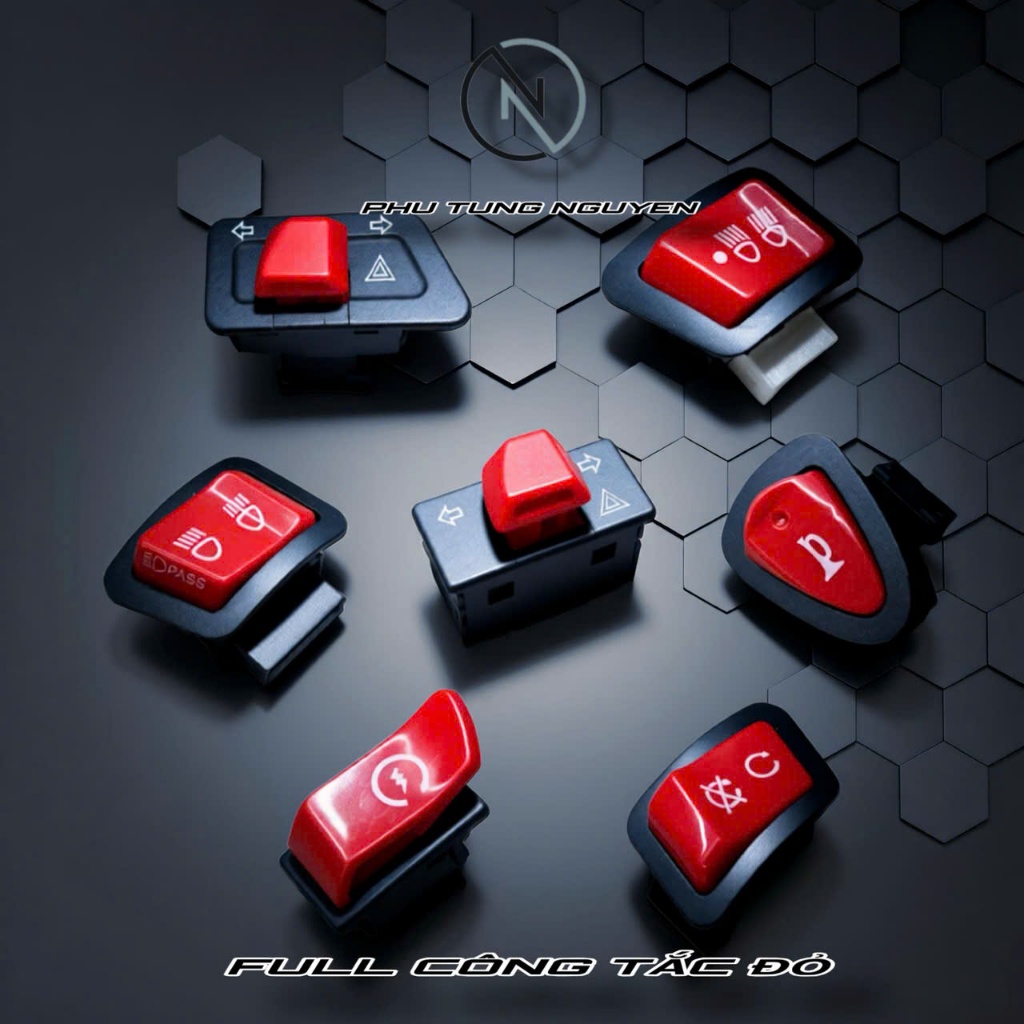 Wave SH Vsion Future red switch - ปุ่มสตาร์ท, ปุ่มปิด 3s, ปุ่มแตร, ปุ่มผ่าน, ปิดแสง, สําคัญสําหรับรถ