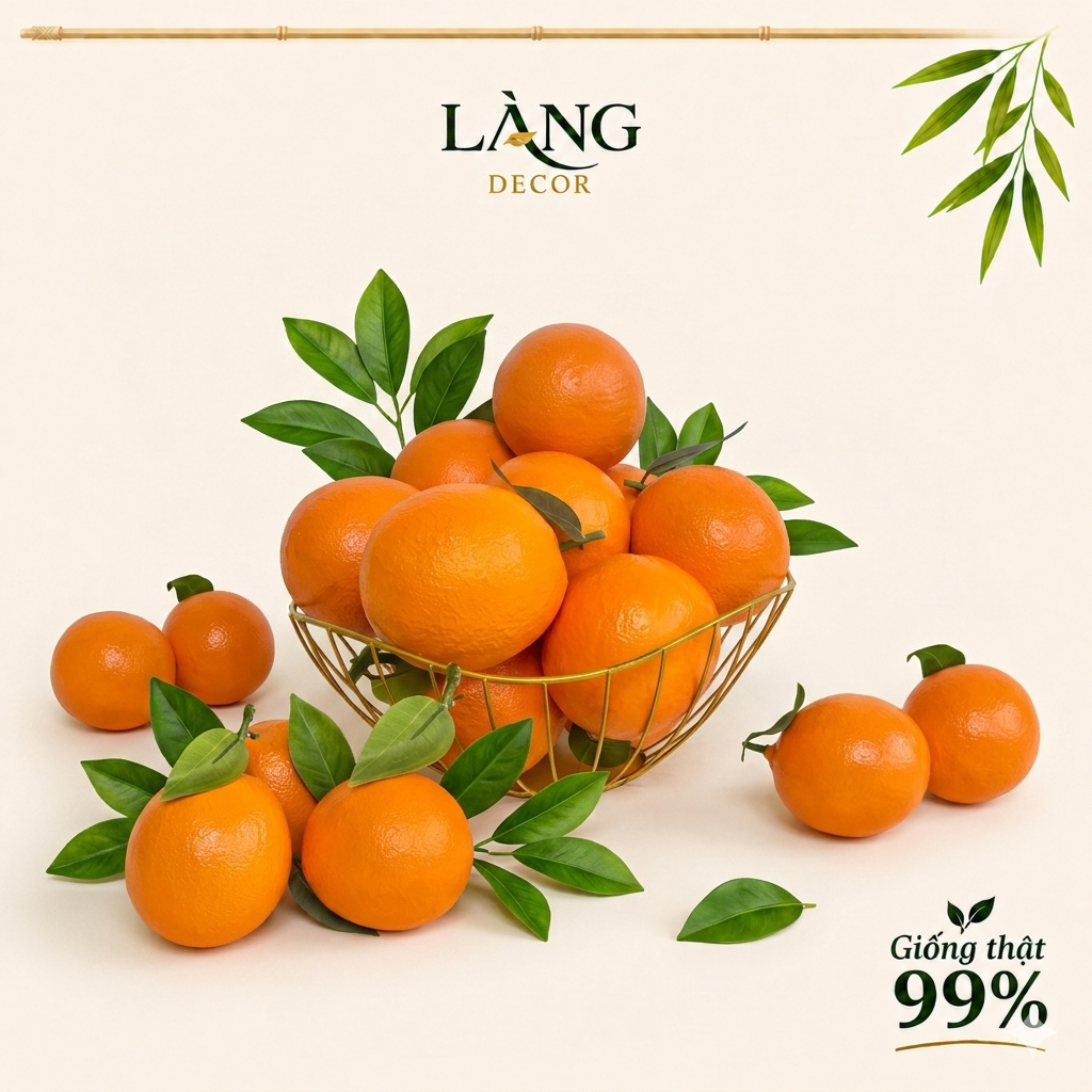 ผลไม้ปลอม American Orange พรีเมี่ยม - รุ่นสมจริง 99% สําหรับตกแต่งคาเฟ่ VIP