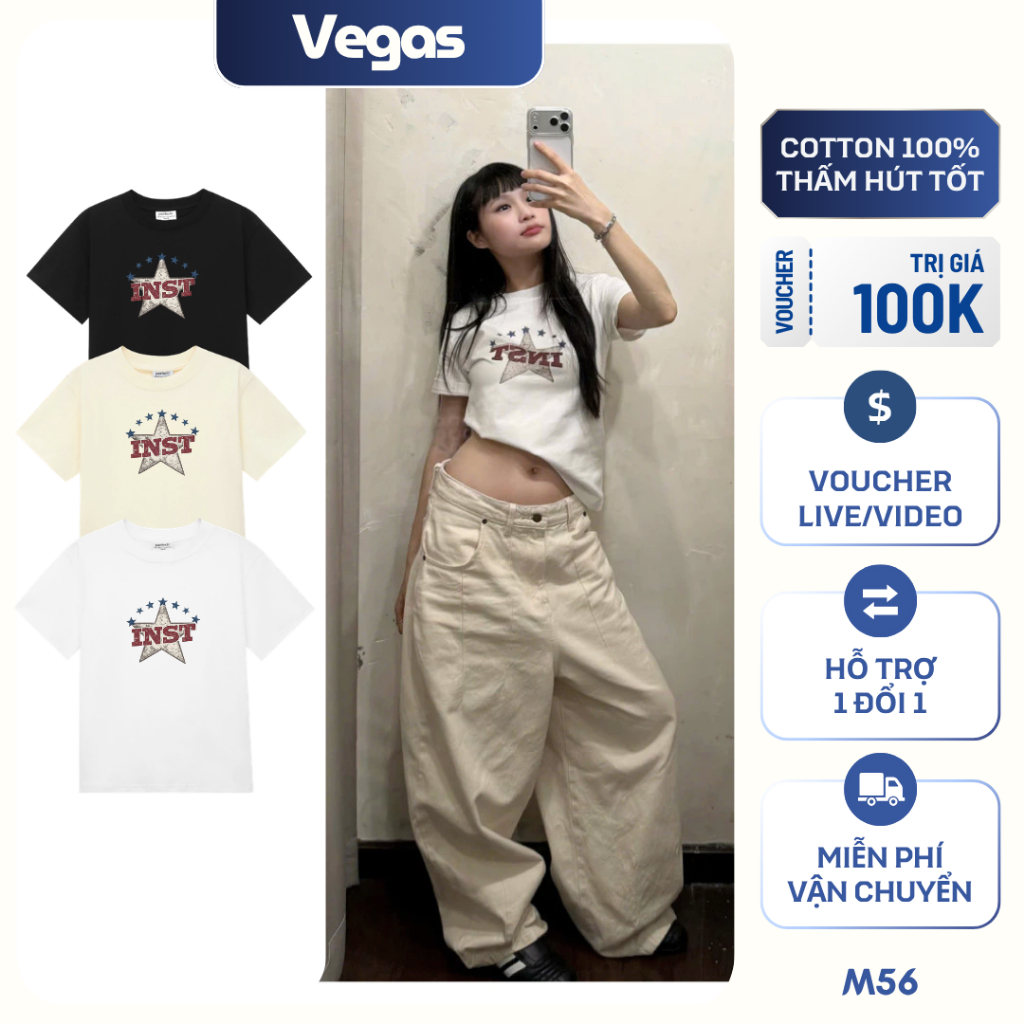 INSTAR - Baby Tee IBT-07 INSOLITE, ผ้าฝ้าย 100% คอกลมผู้หญิง Vegas studio M56
