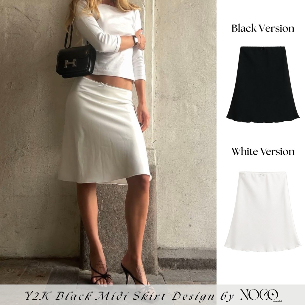 (สีใหม่) Elise Skirt - Lace Low-Rise Half-Waist Skirt with Bow Y2K Vibes กระโปรงมินิบาน