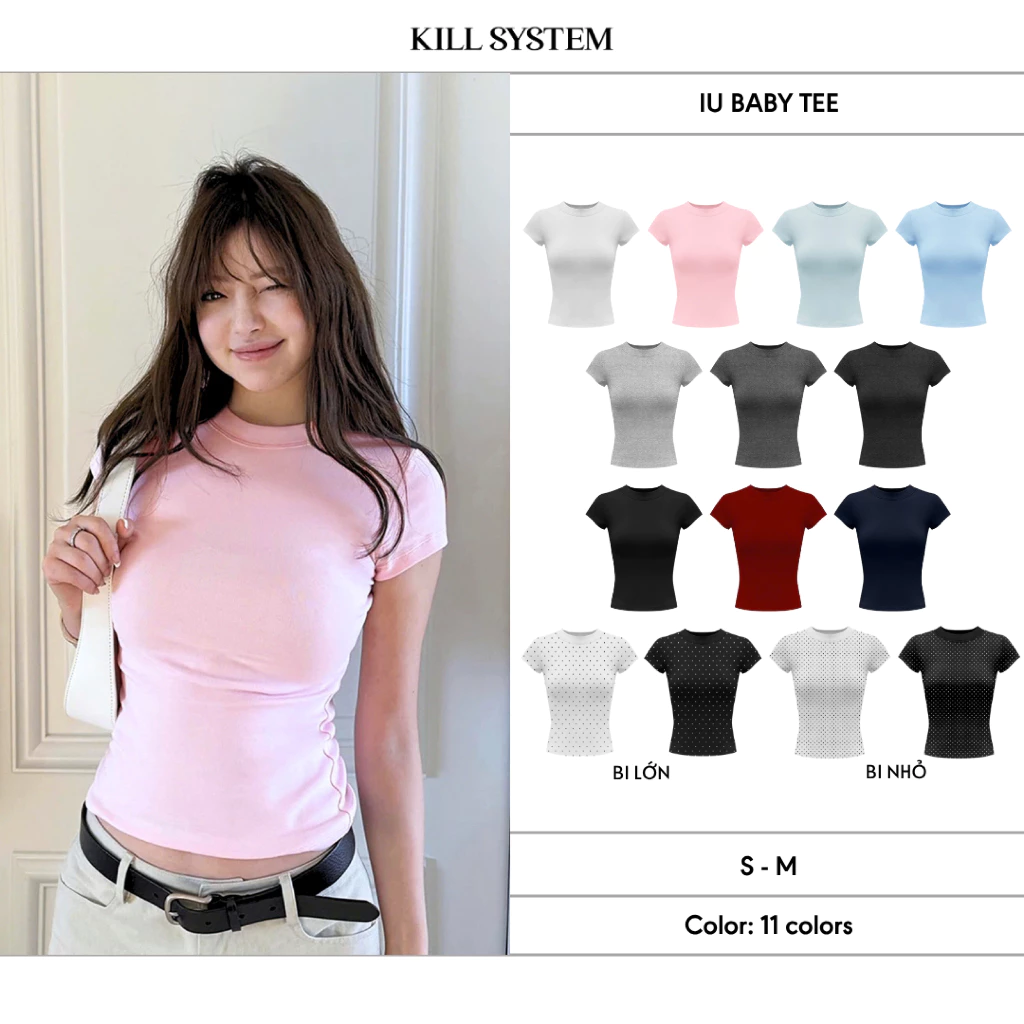 IU super flattering body shape baby tee - KILL SYSTEM