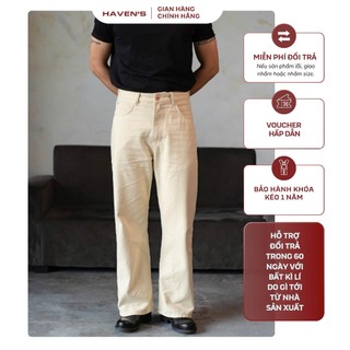 Quần dài nam quần Kaki Haven cao cấp chất liệu cotton dày dặn phong cách ống suông basic