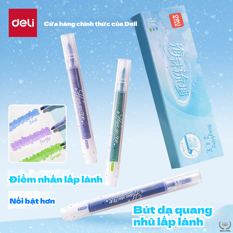 Deli SK418 Glitter Highlight Pen – Glitter Gel Highlighter Pen to Mark Notes