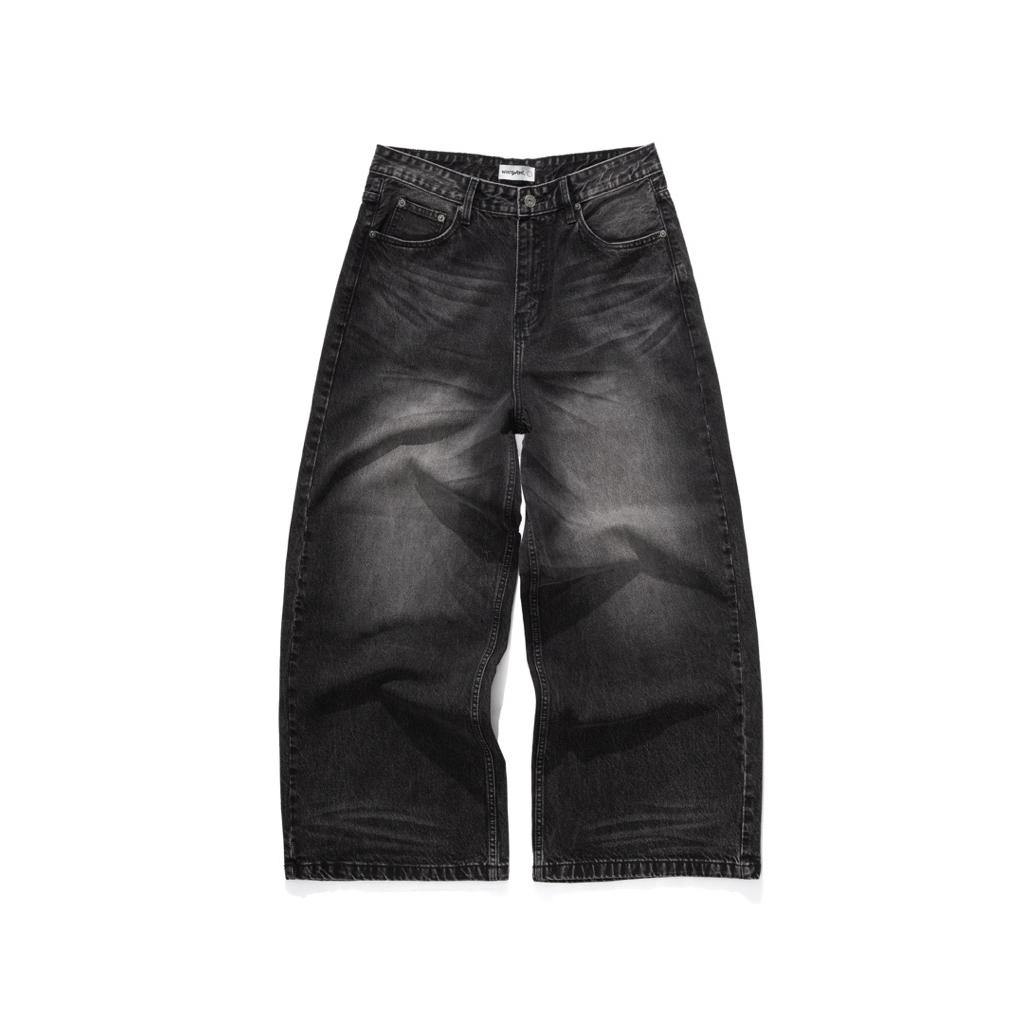 WHITENOSE VINTAGE FADE BAGGY JEANS / WASHED BLACK Wide Leg Jeans กางเกงยีนส์ 13.5 OZ