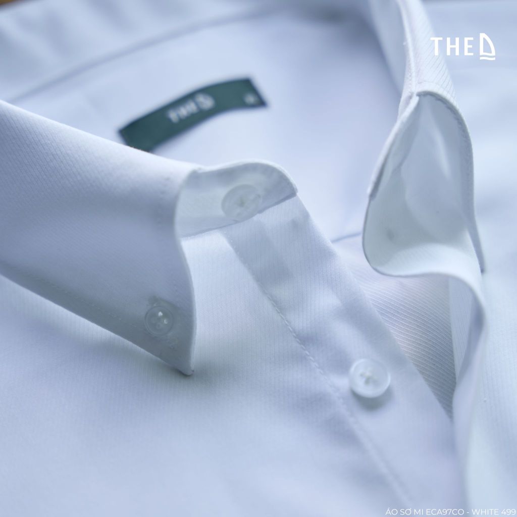 เสื้อเชิ้ตแขนยาวผู้ชาย The D ทรงปกติ ผ้าคอตตอน 100% เสื้อ ECA97CO - สีขาว