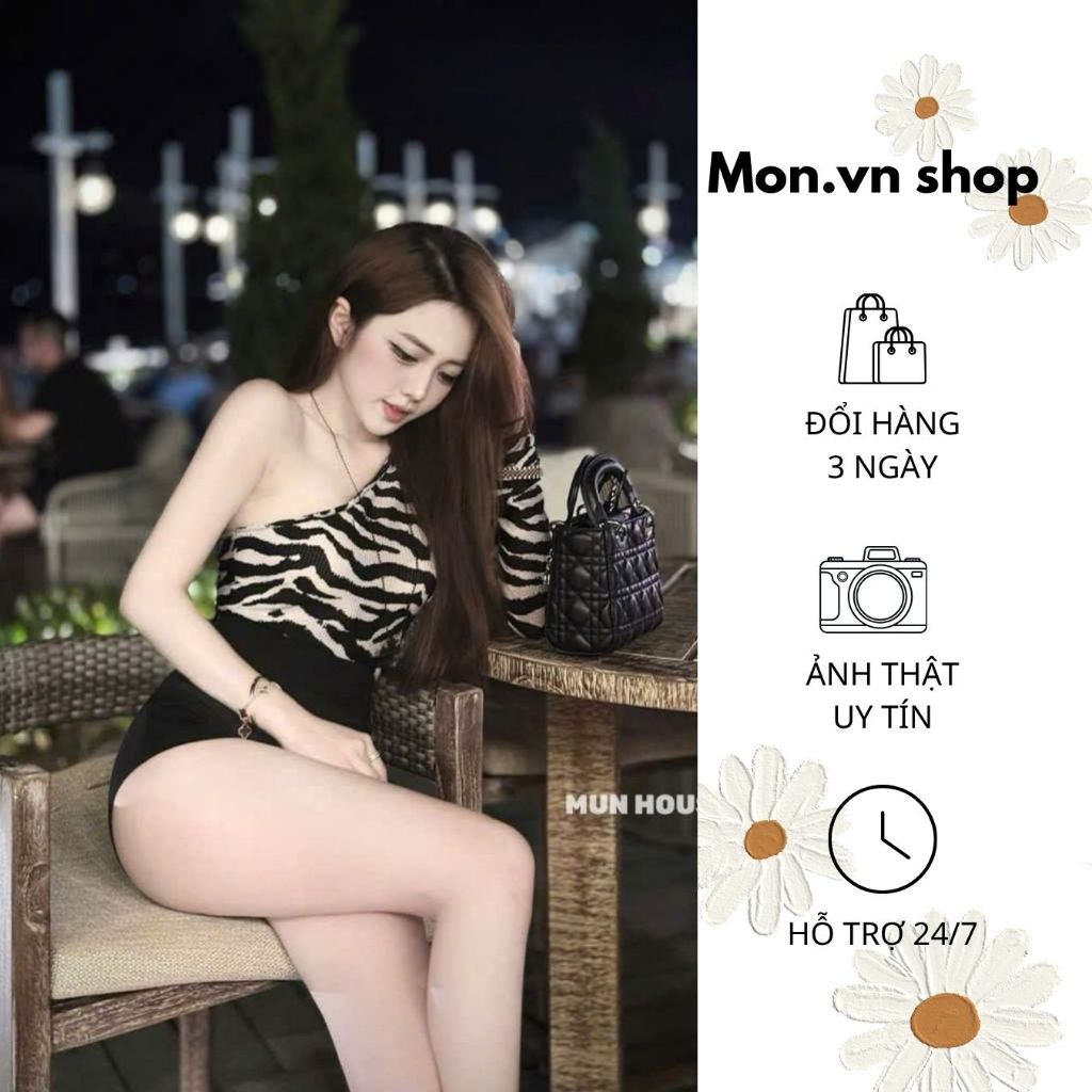 SEXY Mon shop 17088 Striped Mesh เสื้อยืด Off Shoulder Bodycon Design
