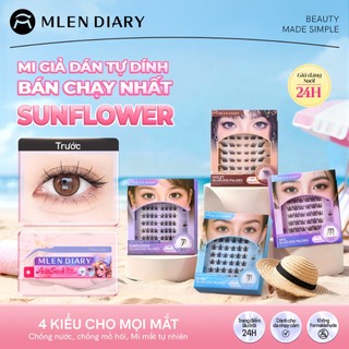 MLEN DAILY Mi Tự Dính Pha Lê Đen Siêu Tự Nhiên Mi Cụm Mềm Mại Kháng Khuẩn Có Thể Tái Sử Dụng Mi Giả Sẵn Keo