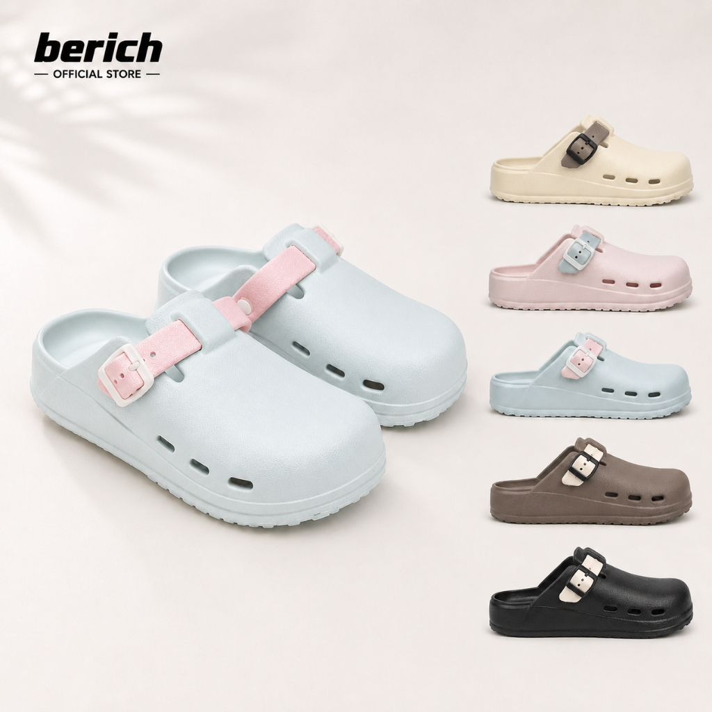 BERICH EVA Virgin รองเท้าแตะสําหรับผู้ชายและผู้หญิงเกาหลีรองเท้าแตะพื้นหนากันลื่นแสงอัลตร้าสําหรับชา