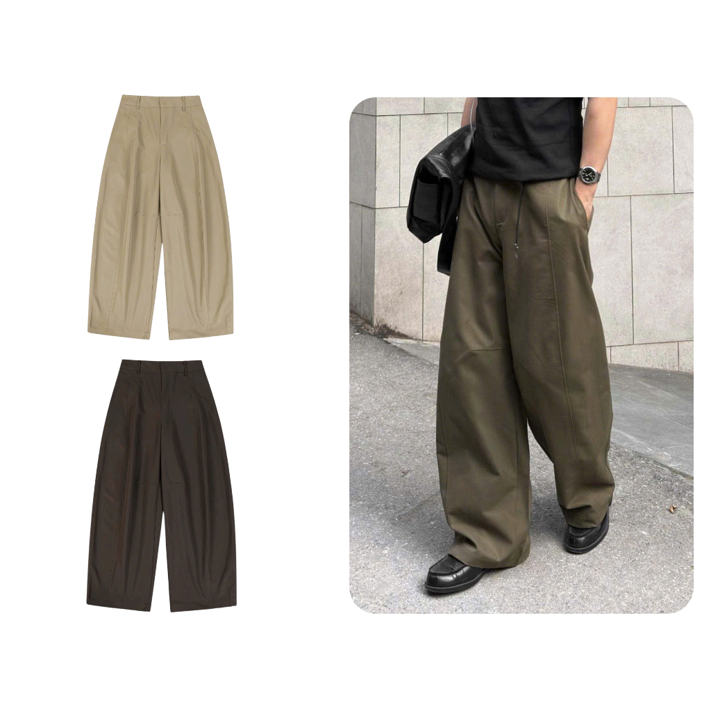 Groom Pants Jack Lane กางเกงสีกากียาว กางเกงขาเว้าสีกากีทรงกว้าง ปกปิดตําหนิได้ดี