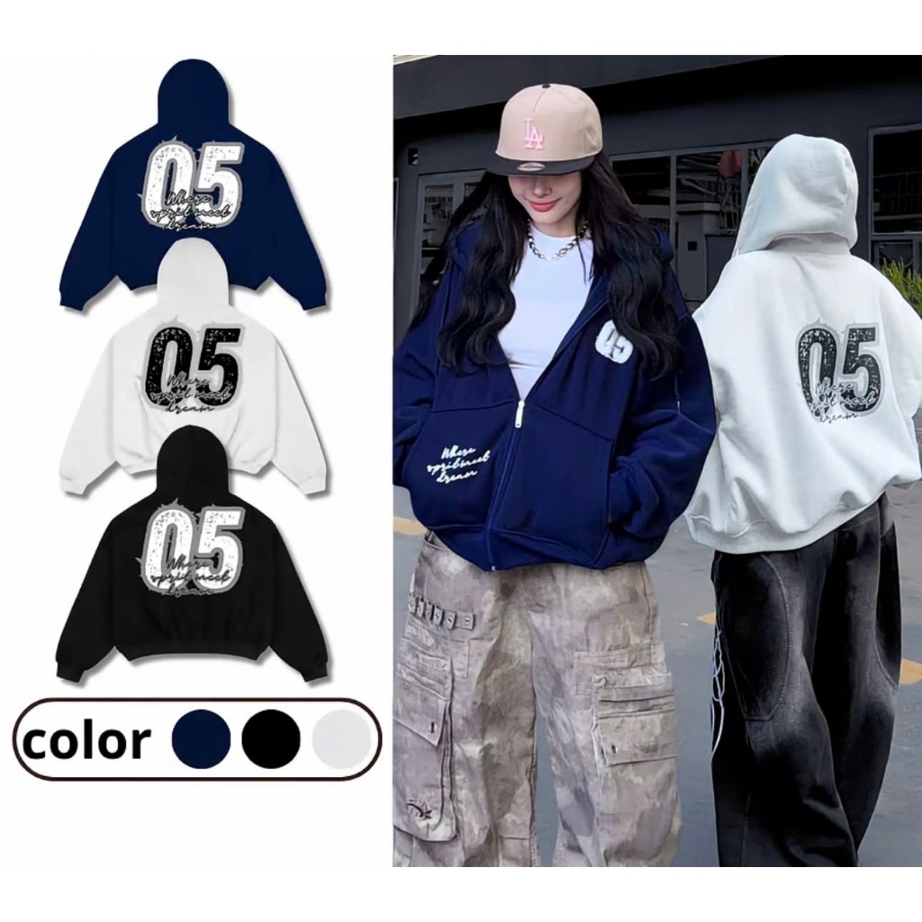 เสื้อฮู้ด Zip Form BOXY 05 Az.stu Thick Men and Women -Nhanvushop