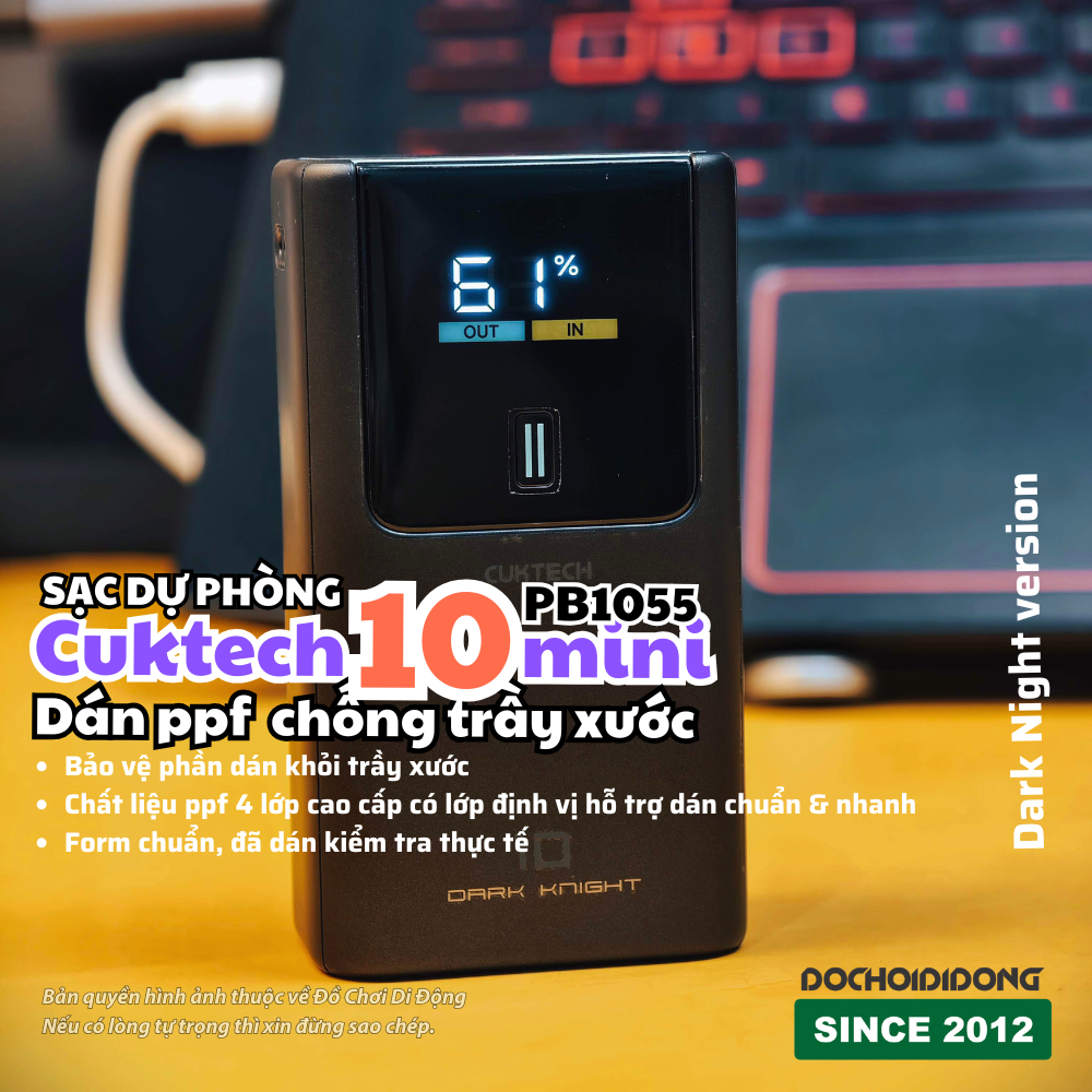 สติ๊กเกอร์ PPF สํารอง Cuktech 10 Mini ใสระดับพรีเมียม - รุ่น Dark Night