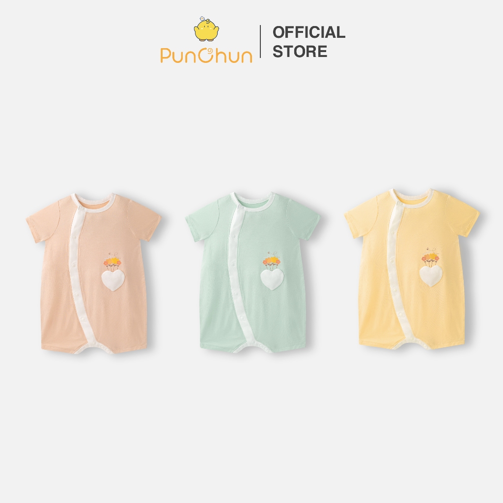 [PUNCUN 0-12M] บอดี้สูทกระดุมไขว้ Punchun Cup สําหรับเด็กทารก