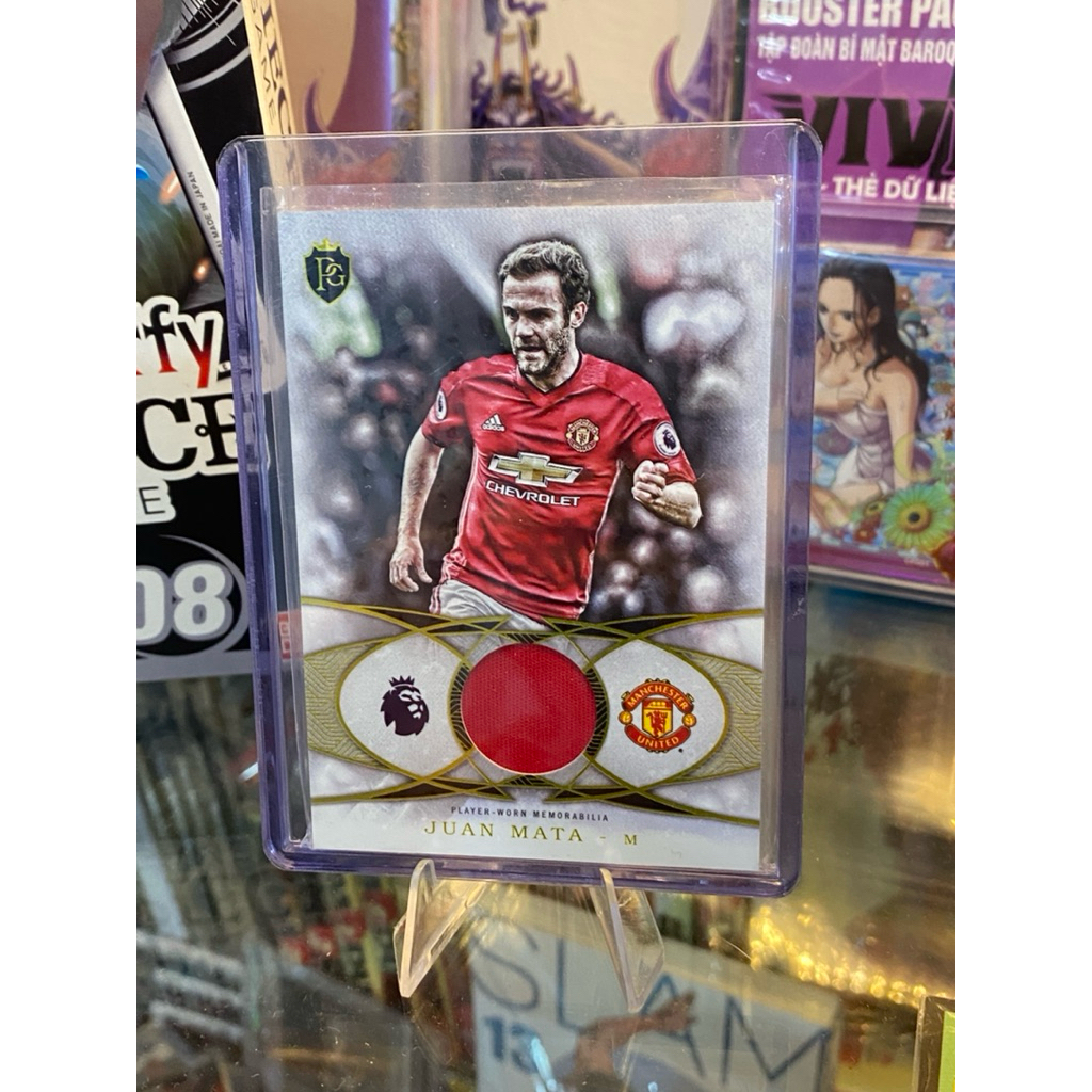 [SUPER THICK NECK CARD] Juan Mata Topps Premier Gold 2016 Football Fibers Relic Manchester United Sh