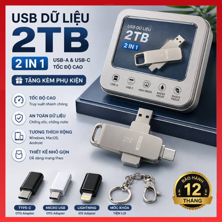 แฟลชไดรฟ์ Kingston 2TB 3 in 1 USB Type-C U แฟลชไดรฟ์ 128GB 256GB 512GB 1TB Pendrive แฟลชไดรฟ์ความเร็