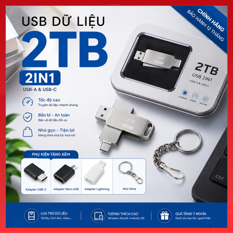 แฟลชไดรฟ์ USB 3.0 2TB 3 in 1 OTG USB Type C/แฟลชไดรฟ์ไมโคร 1TB 512GB 256GB Pendrive โทรศัพท์