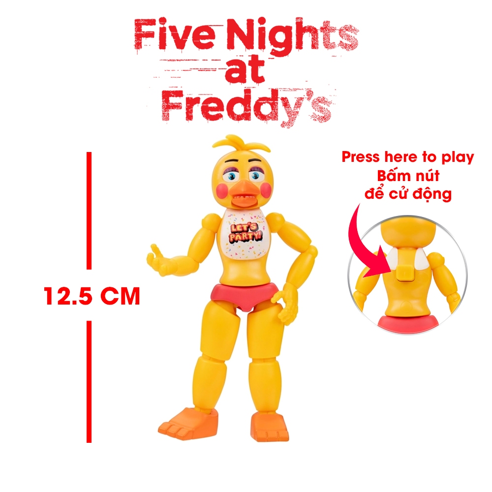 (Jazwares ของแท้)(Nobox) Chica Five Nights at Freddy jointed toy model กดปุ่มด้านหลังสําหรับเล่น