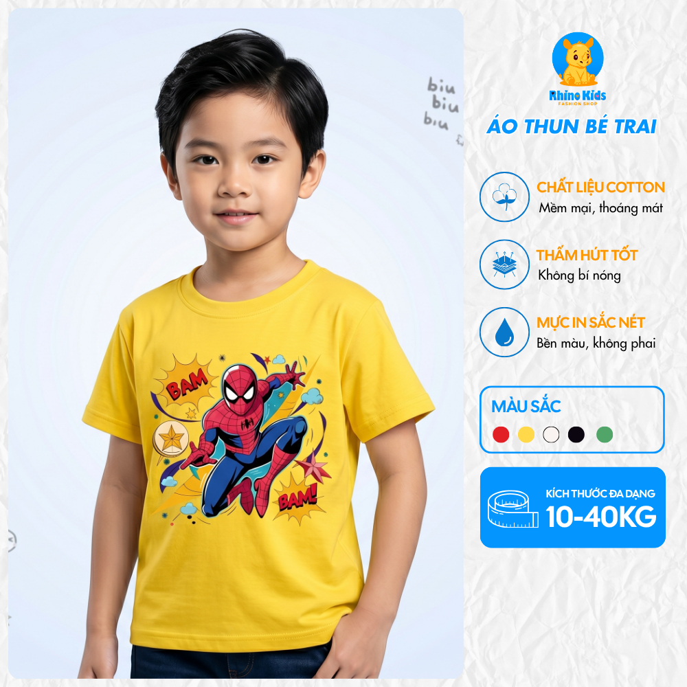 RHINO KIDS FASHION SHOP _ เสื้อยืดเด็กชายผ้าฝ้าย 4 ทิศทาง made in Vietnam AS109