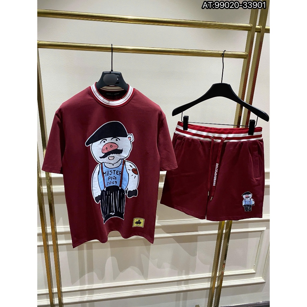 Doe Mens Clothing Set 2 สี ผ้าคอตตอนพิมพ์ลายหมู new2026