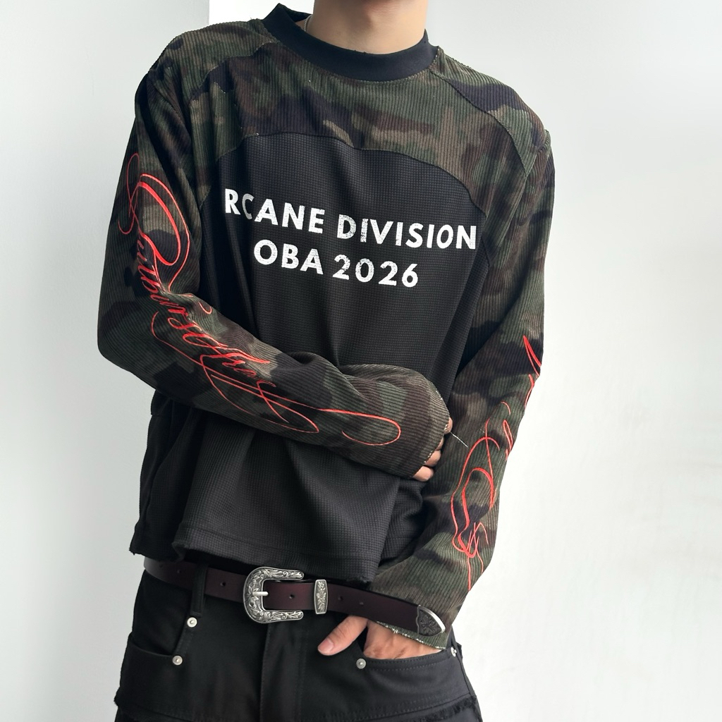 เสื้อเชิ้ตแขนยาว Waffle Camo - OBA SCRIPT CAMO LONGSLEEVE