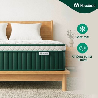 Nệm lò xo MOSSWOOD sử dụng vải lụa mát lạnh và mút hoạt tính bạc hà, thoáng khí và thoải mái, đáy nệm chống trượt