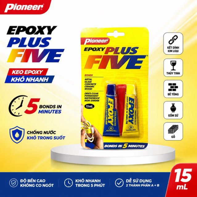 AB EPOXY PLUS FIVE (Pioneer) กาว 2 แผ่น สีใส
