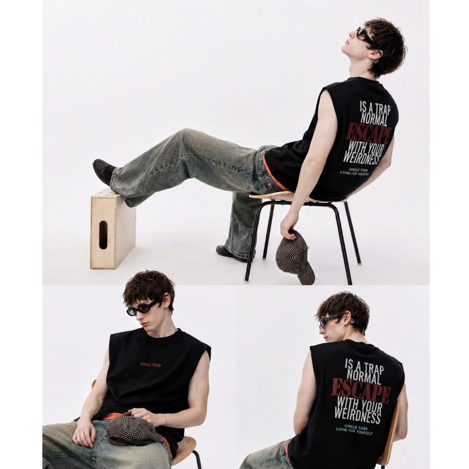 ESCAPE Soft Cotton Tanktop Summer เสื้อยืดผู้ชาย