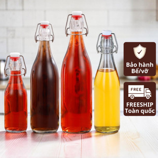 Chai Nắp Cài/Gài Tròn Làm Kombucha Thủy Tinh Dày, Nắp Siêu Kín, Đủ Size (250ML, 500ML, 750ML, 1000ML)