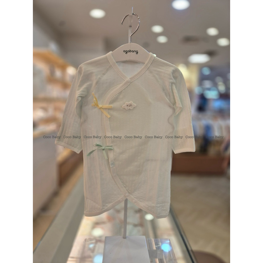 [MINT BLUE] บอดี้สูทเด็กแรกเกิด ผ้าคอตตอน Agabang made in Korea [Size 60]