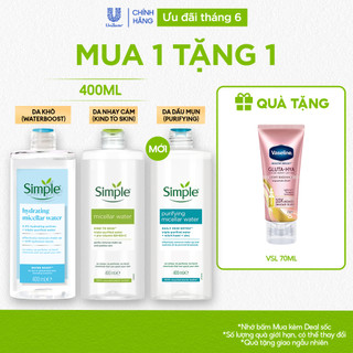 NƯỚC TẨY TRANG SẠCH SÂU DỊU NHẸ - SIMPLE MICELLAR WATER 400ML
