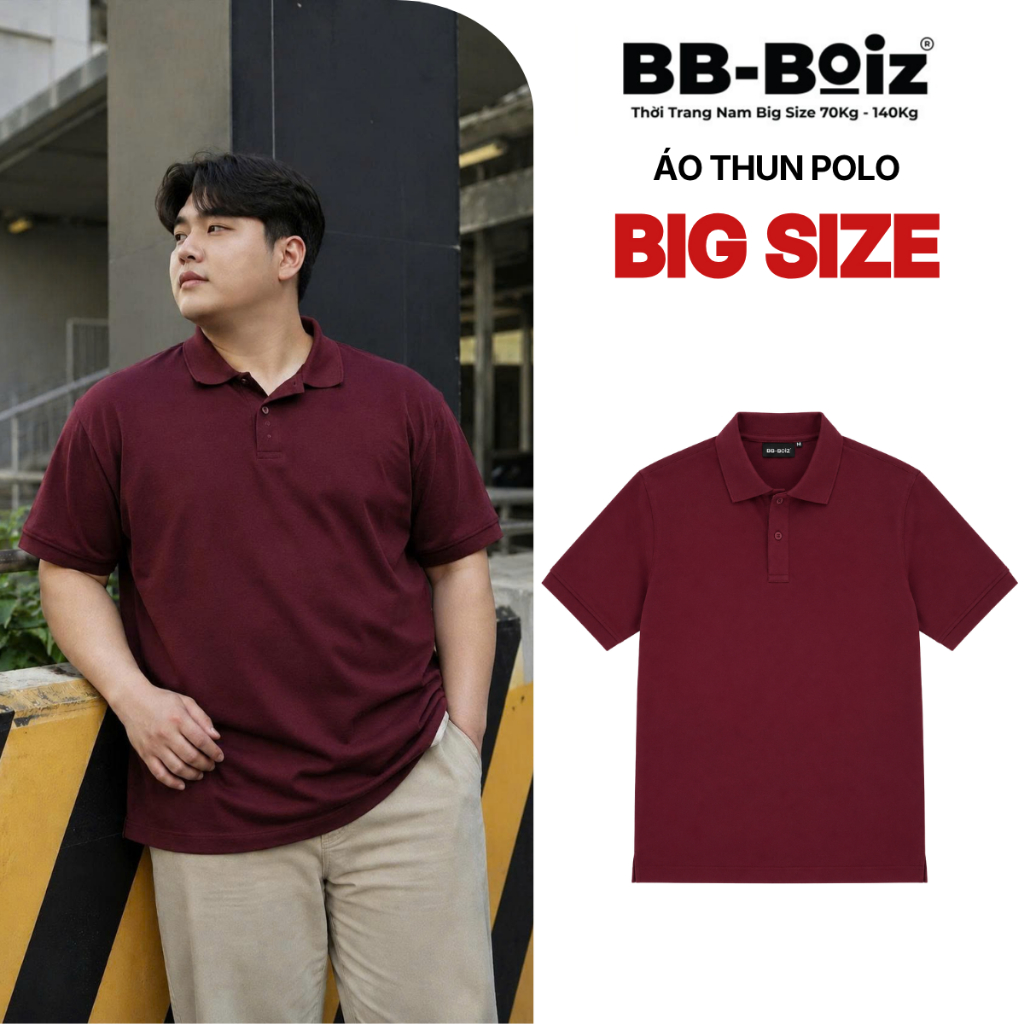 [BigSize] BB-BOIZ เสื้อยืดโปโลผู้ชายทําจากผ้าฝ้ายยืด COOL Form 90-130kg | รหัส PL22