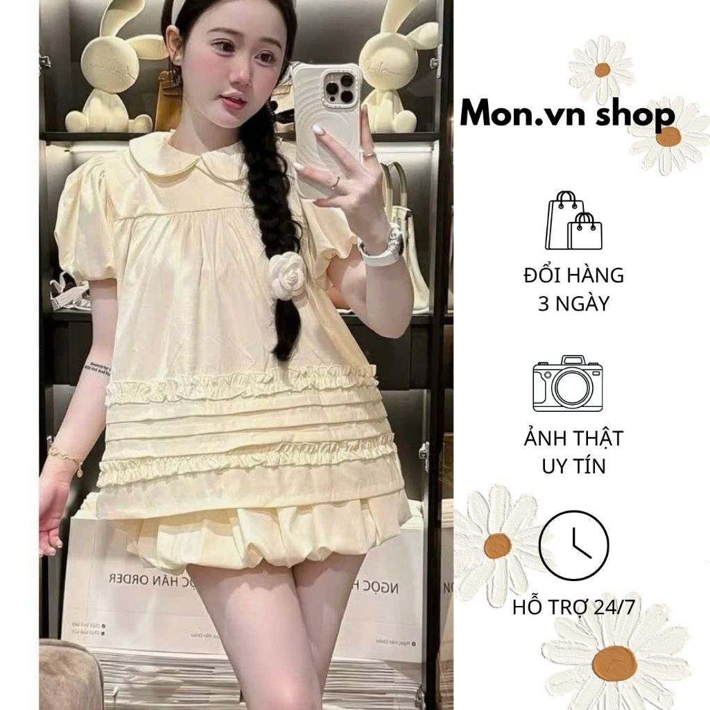 Set Baby Doll Ruffles ผสมกระโปรงลับ ภาพถ่ายจริง Mon Shop 20393