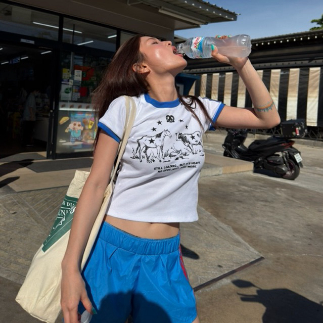 เสื้อ Babytee Rodeo Ringer – ยางยืดรังผึ้งหนา [อ่านรายละเอียดเลือกขนาดได้อย่างดีเพราะแบบเสื้อเล็ก]