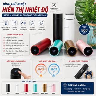 Bình giữ nhiệt hiển thị nhiệt độ 500ml - In logo, in quà tặng theo yêu cầu