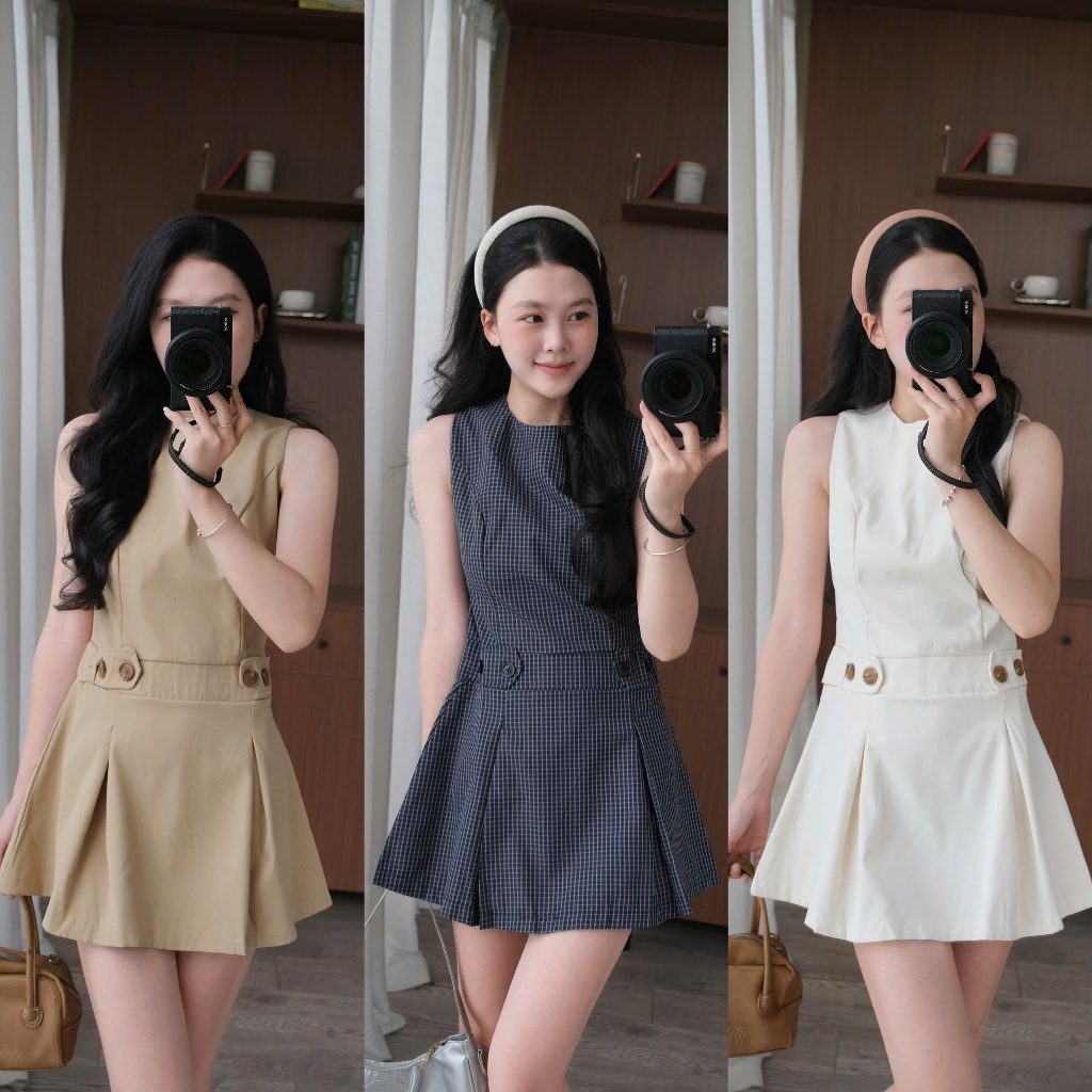 Ruby Dress (TSW) เดรสแขนกุดผู้หญิงหยาบพร้อมเข็มขัด the.sweather