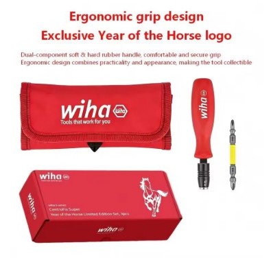 Wiha ไขควง Shank Quick Bit เปลี่ยน Bits พร้อมล็อคแข็งคุณภาพสูงและกระเป๋าไขควง Wiha 90031C