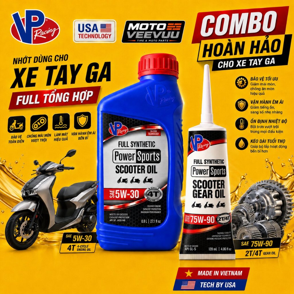 [MTVV] VP RACING FULL SYNTHETIC สกู๊ตเตอร์น้ํามันหล่อลื่น 5W30 Powersports สกู๊ตเตอร์ 4T Ester Tech 