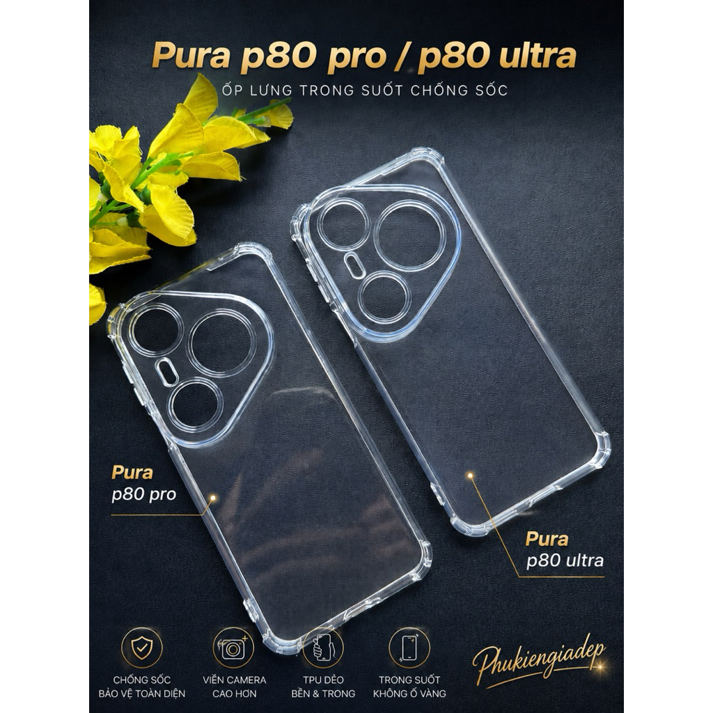 Huawei P80 Pro, P80 Pro Plus, P80 เคสกันกระแทกแบบยืดหยุ่นพิเศษ 4 มุม โปร่งใส