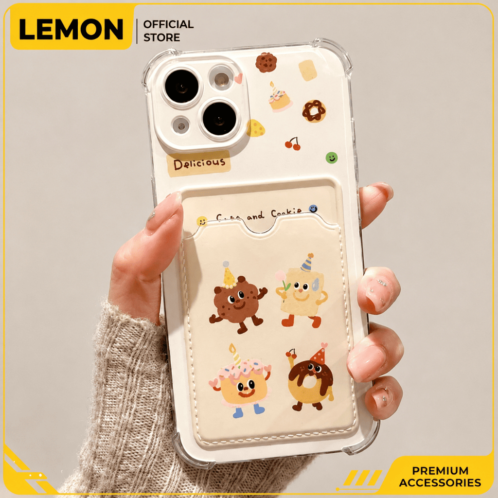 IPHONE Cute Cake Silicone Card Holder Case กันกระแทก ป้องกันสีส้ม - iP 7/8/Plus/X/XS/XR/11/12/14/15/