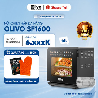 Nồi Chiên Hơi Nước OLIVO SF1600 16L –  Màn Hình Cảm Ứng OLED, Công nghệ hấp Nano Steam - BH 2 Năm