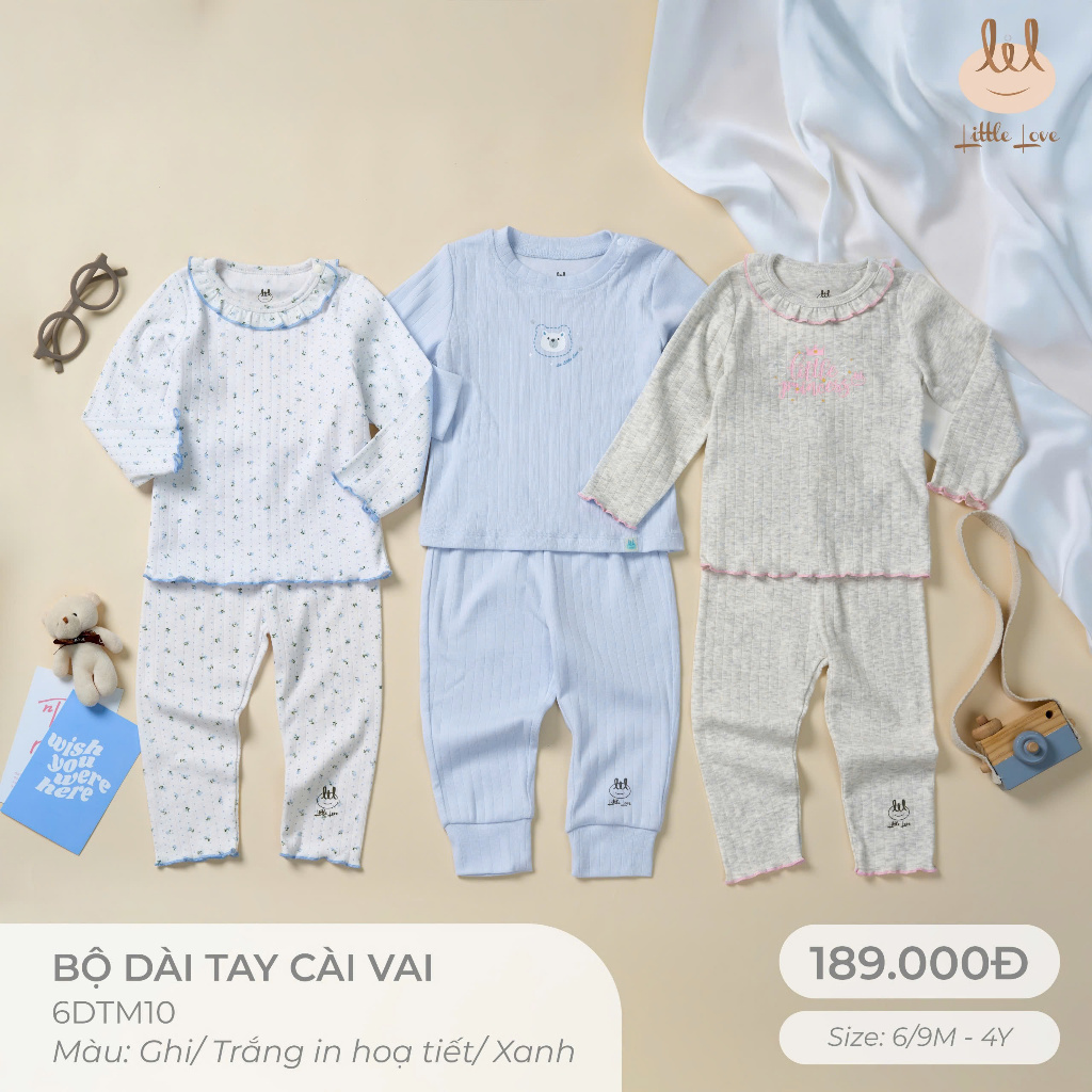 LONG-SLEEVE SHOULDER SET SOFT, THIN, COOL FOR 4 SEASONS [ STRETCHY - GOOD ABSORBENT - SOFT] FOR BABY