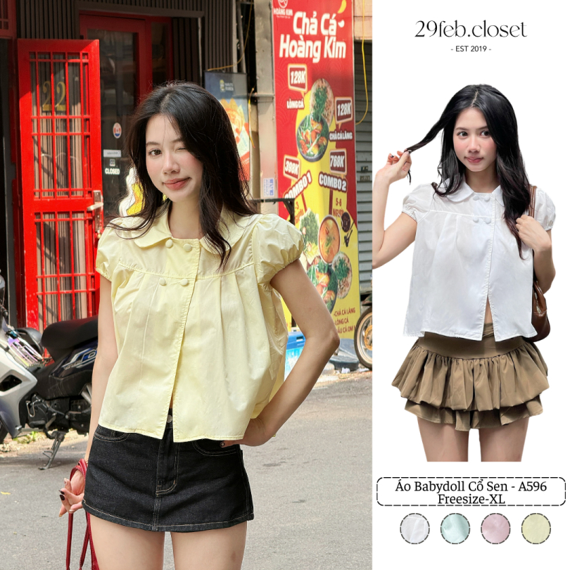 เสื้อเชิ้ต เบบี้ดอลล์ 4 ปุ่มและปกบัว เสื้อเชิ้ต เบบี้ดอลล์ ของผู้หญิง สําหรับฤดูร้อน - 29เฟบ.ตู้เสื้อผ้า - ก596