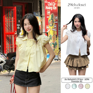 Áo babydoll 4 cúc tay bồng cổ sen, Áo kiểu nữ babydoll dành cho mùa hè - 29feb.closet - A596