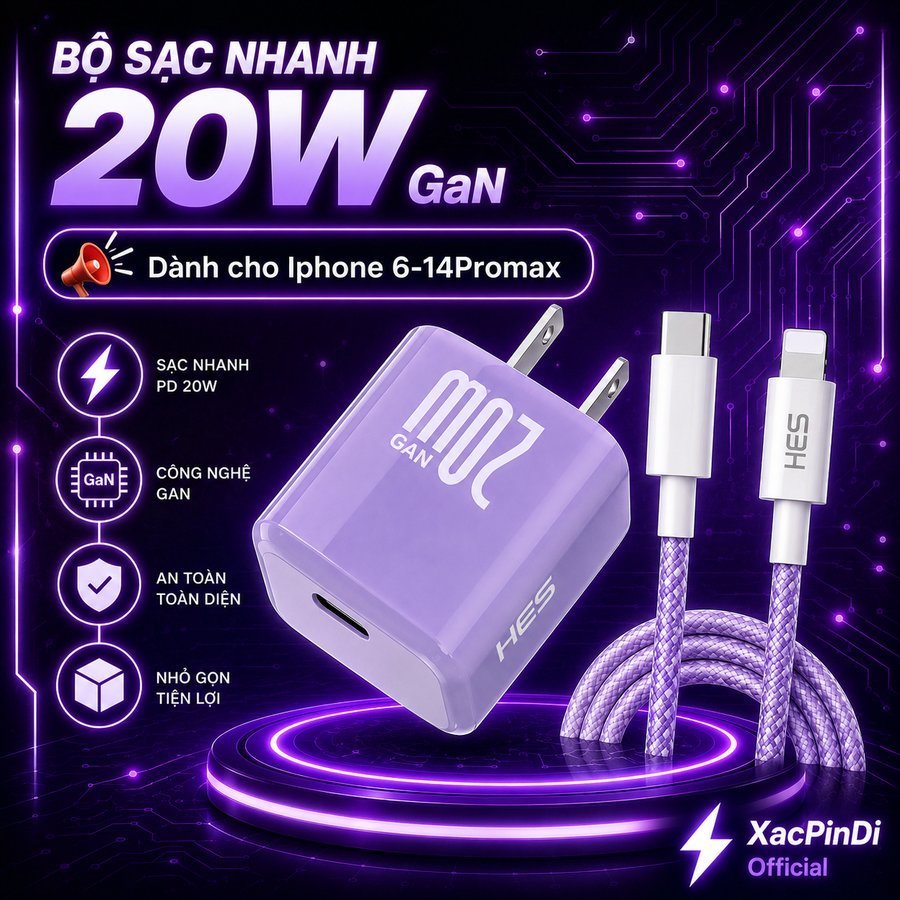 20W GaN PD Charger สําหรับ Iphone 7 ถึง 14 พรีเมี่ยมสีม่วงพาสเทล, 1 M, 2 M, 3 M ร่ม Type-C ถึง L สาย