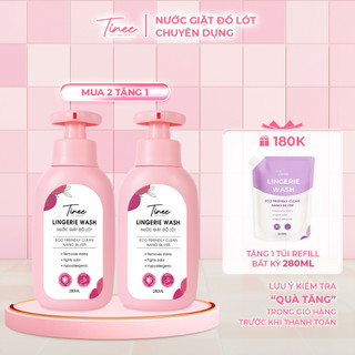 Combo 2 Nước Giặt Đồ Lót Chuyên Dụng Tinee 280ml Nano Bạc Hạn Chế Nấm Khuẩn - Hương Hoa Anh Đào