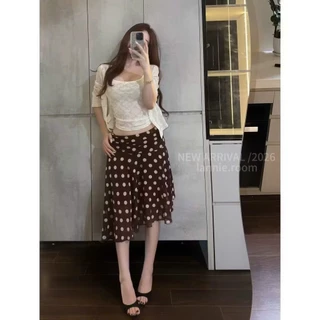 [ITEM 1/READY] ชุด 3 FLOWER LACE TWO-STOP เสื้อพร้อมแจ็คเก็ตผสมสีน้ําตาลPORK SKIRT 2MONDAY S72
