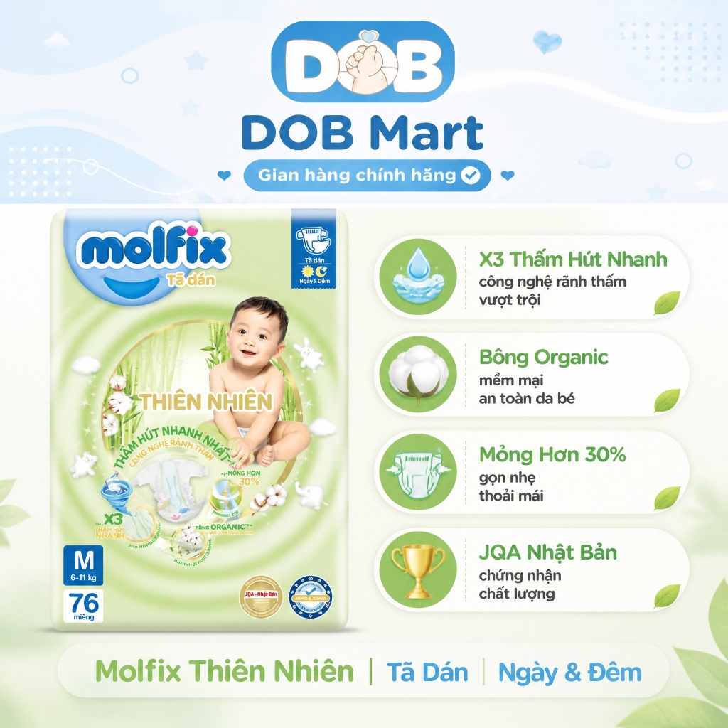 Molfix Ultra natural ผ้าอ้อม/กางเกงทุกขนาด S/M/L/XL/2XL/3XL